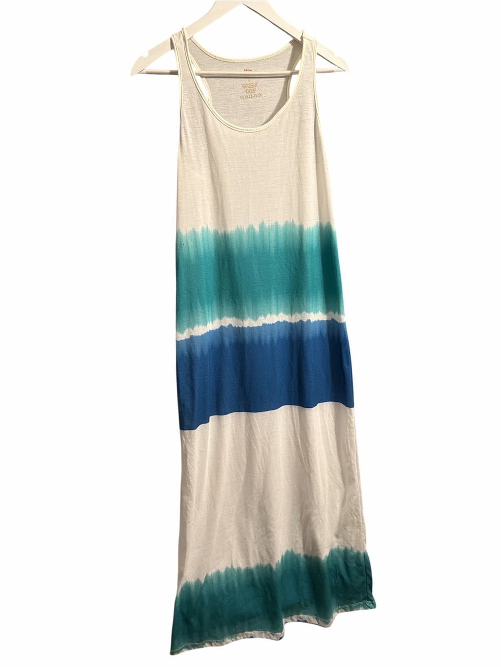 Sleeveless Tie-Dye Stripe Maxi Dress - Teal & Blue